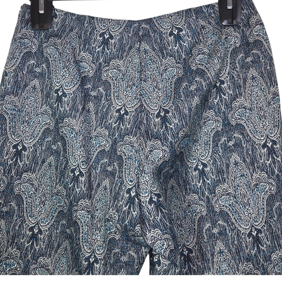 Oscar de la Renta Blue and Gray Paisley Straight Leg Pants Size 8 - Picture 4 of 7